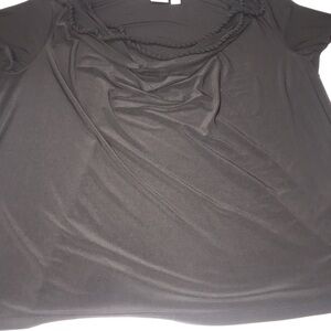 CATO Pretty Top 3X 26/28 Elegant Black Women's Top shirt with black cord accent